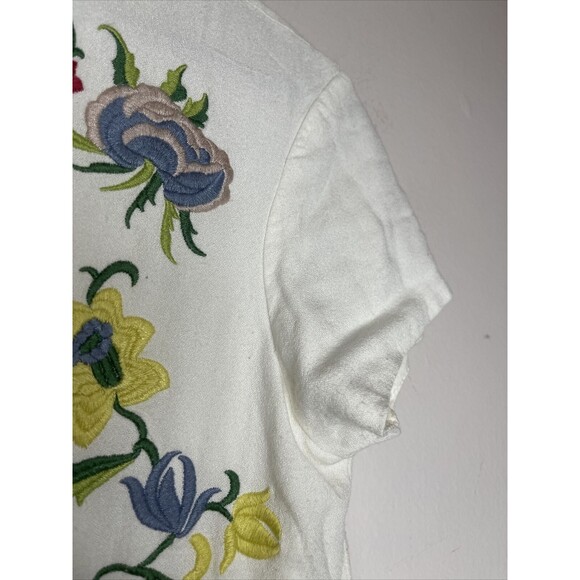 Farm Rio Short Sleeve Mini Dress Womens small Floral Embroidered Shift Casual - Picture 7 of 13